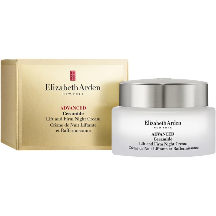 Elizabeth Arden Ceramide Lift & Firm Advanced Night Cream 50 ml oppstrammende nattkrem i frostet krukke og gulleske