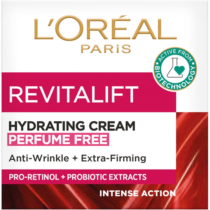 L'Oréal Paris Revitalift Hydrating Cream 50 ml parfymefri fuktighetskrem i hvit og rosa eske med pro-retinol