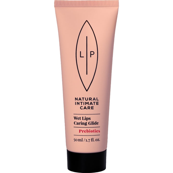 Lip Intimate Care Wet Lips Caring Glide 50 ml pleiende intimgele med prebiotika i en ferskenfarget tube