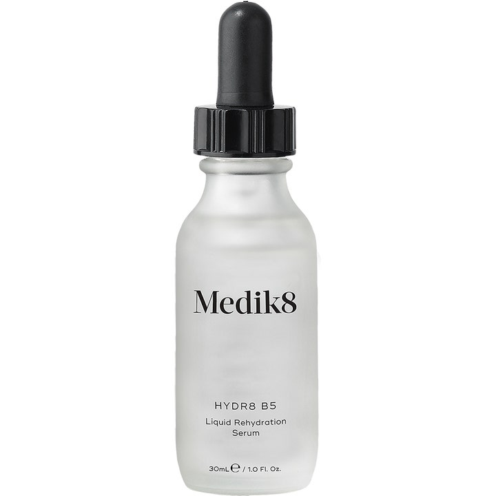 Medik8 Hydr8 B5 Serum 30ml fuktighetsgivende ansiktsserum i frostet glassflaske med sort pipettekork