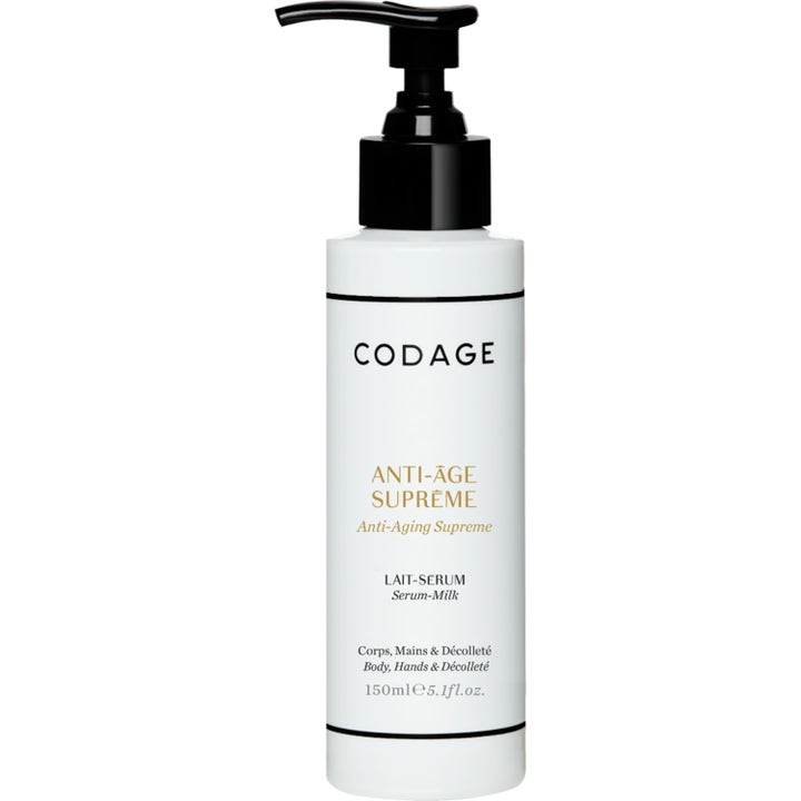 Codage Anti-Âge Suprême 150 ml foryngende kroppsserum i hvit pumpeflaske med svarte detaljer