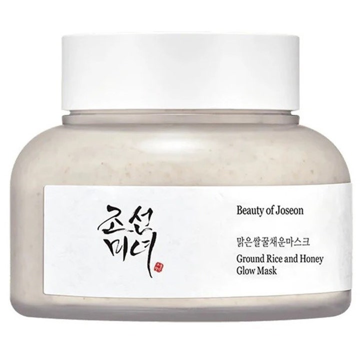 Beauty of Joseon Ground Rice and Honey Glow Mask 150ml gir huden glød i en frostet glasskrukke med hvitt lokk.