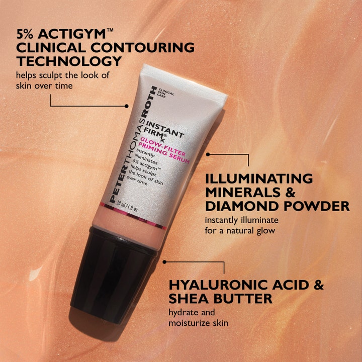 Peter Thomas Roth Instant FIRMx Glow-Filter Priming Serum 30 ml gir glød og fukt med diamantpulver og hyaluronsyre.