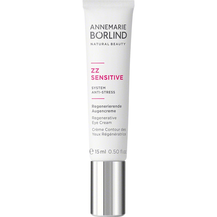 Annemarie Börlind ZZ Sensitive Regenerative Eye Cream 15 ml regenererende øyekrem i hvit tube med sølvfarget kork