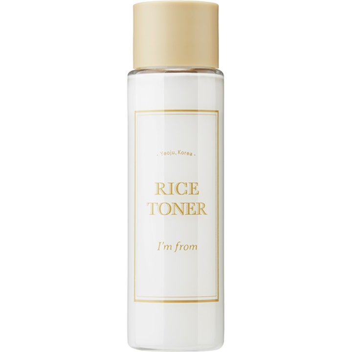 I'm from Rice Toner 150ml fuktighetsgivende ansiktstoner med melkehvit væske i klar flaske med beige kork