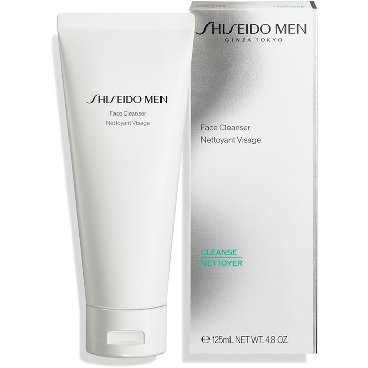 Shiseido Men Face Cleanser 125 ml ansiktsrens i hvit tube med tilhørende sølvfarget eske