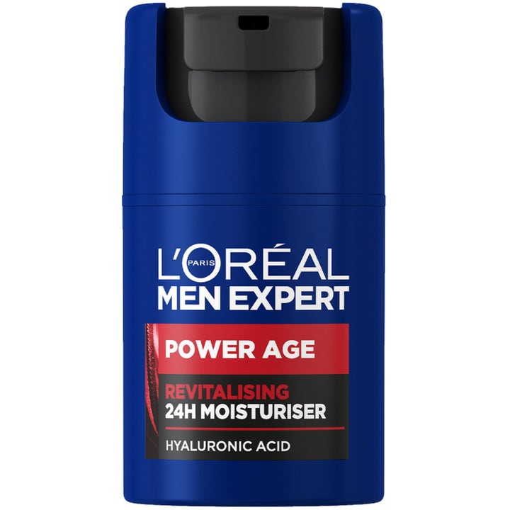 L'Oréal Men Expert Power Age revitaliserende fuktighetskrem i blå pumpeflaske med hyaluronsyre som gir fukt