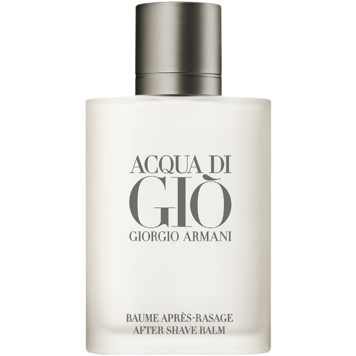 Giorgio Armani Acqua di Gio 100 ml After Shave Balm som beroliger huden i en frostet glassflaske med sølvlokk