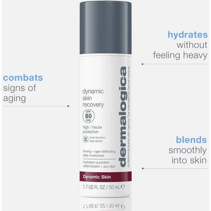 Dermalogica Dynamic Skin Recovery SPF50 50 ml fuktighetskrem i hvit pumpeflaske som motvirker aldringstegn.