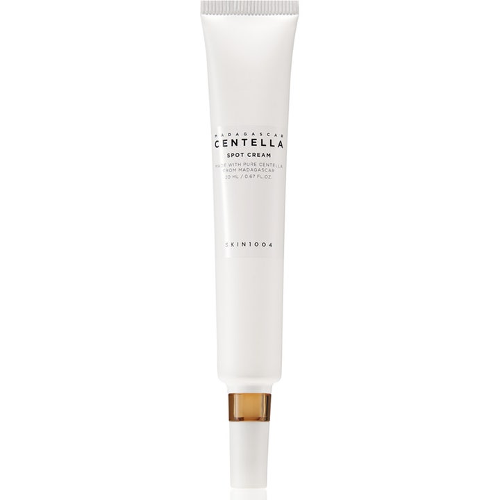 SKIN1004 Madagascar Centella Spot Cream 20 ml beroligende punktbehandling i hvit tube med brun detalj