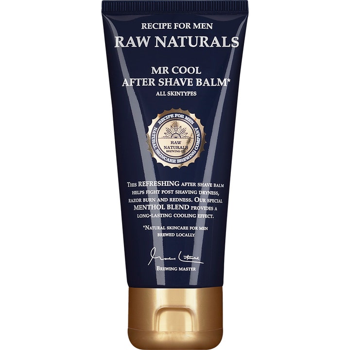 Raw Naturals Mr Cool After Shave Balm 100 ml kjølende aftershave som motvirker irritasjon i mørkeblå tube
