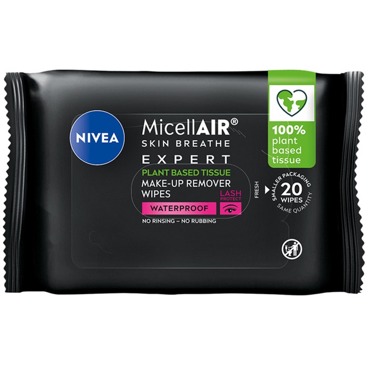 NIVEA MicellAIR Expert 20 stk sminkefjerner i sort pakning som effektivt fjerner vannfast sminke
