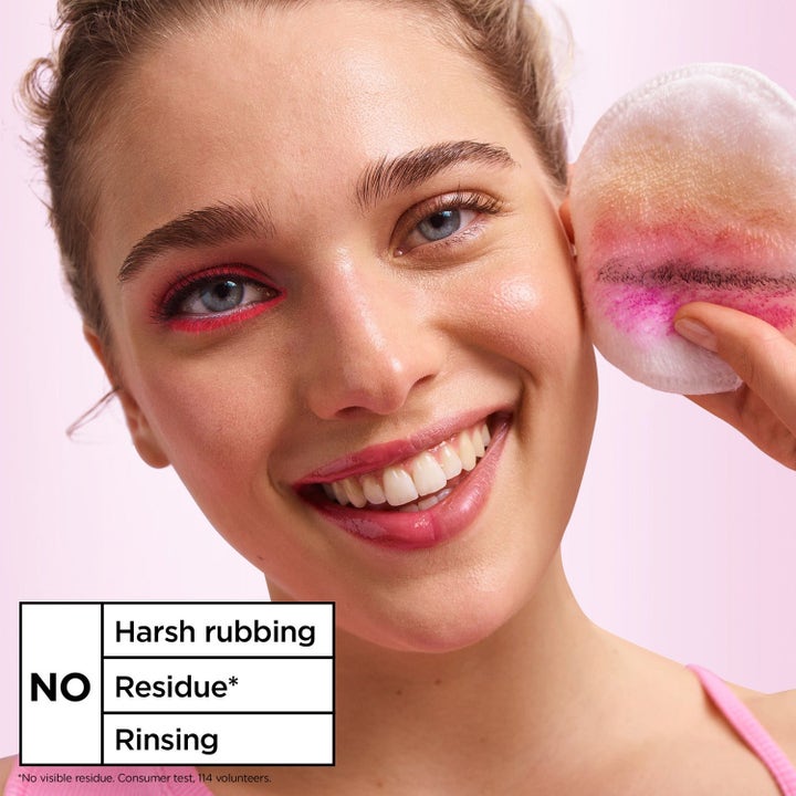 Garnier Micellar Cleansing Water Duo ansiktsrens for sensitiv hud i to klare flasker med rosa flipplokk.