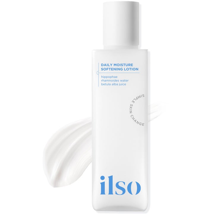 ilso Daily Moisture Softening Lotion 200ml fuktighetsgivende ansiktslotion i hvit flaske med hvit kremet tekstur