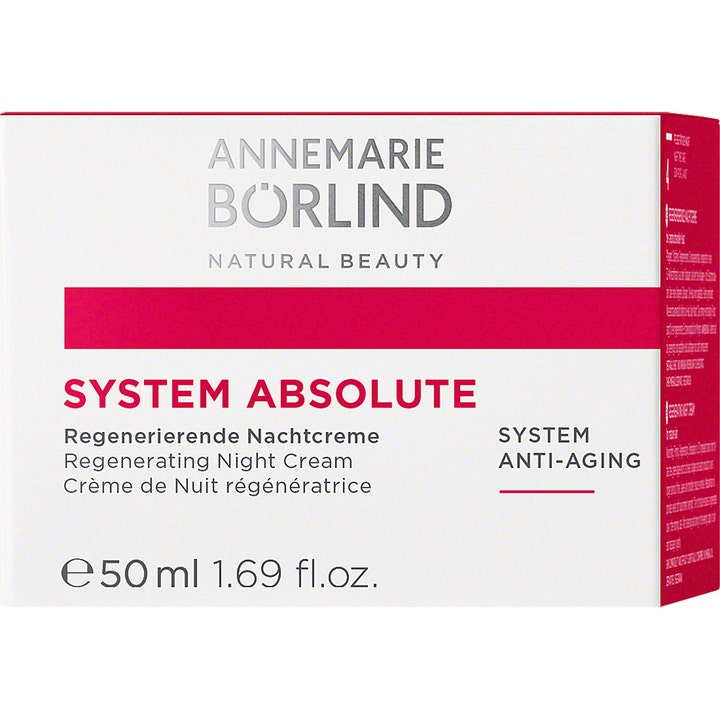 Annemarie Börlind System Absolute 50 ml regenererende nattkrem for anti-aging i hvit og rød eske