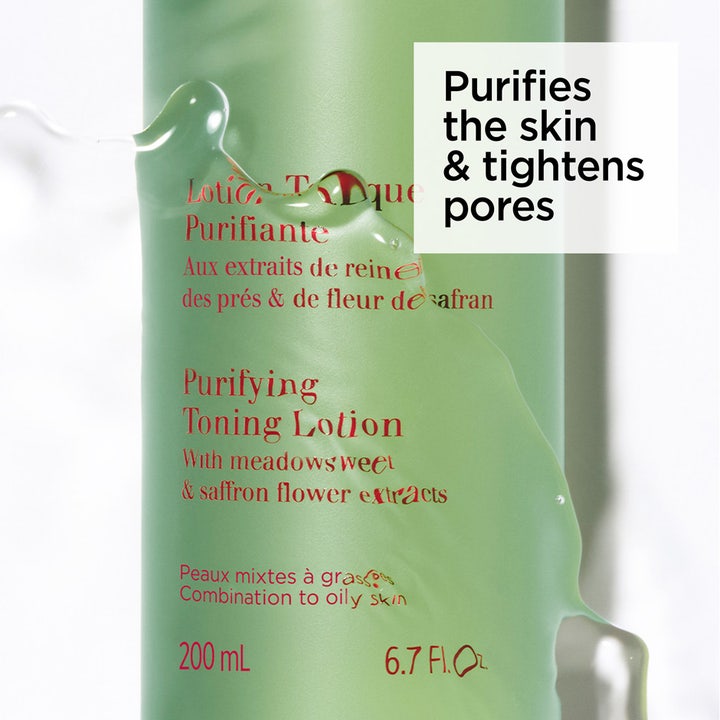 Clarins Purifying Toning Lotion 400 ml som renser og minsker porer med flytende tekstur på grønn flaske