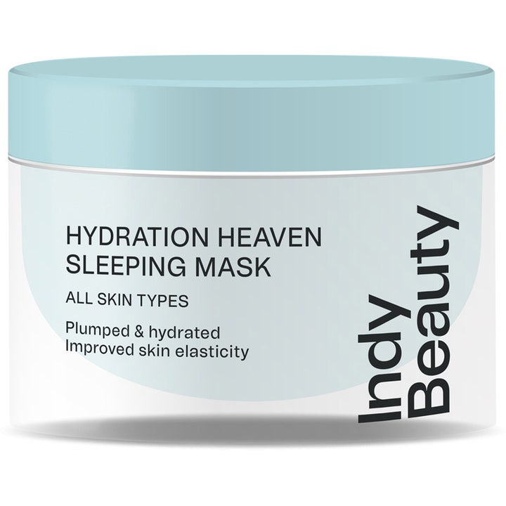 Indy Beauty Hydration Heaven Sleeping Mask fuktgivende nattmaske i lyseblå krukke som gir huden fukt og elastisitet