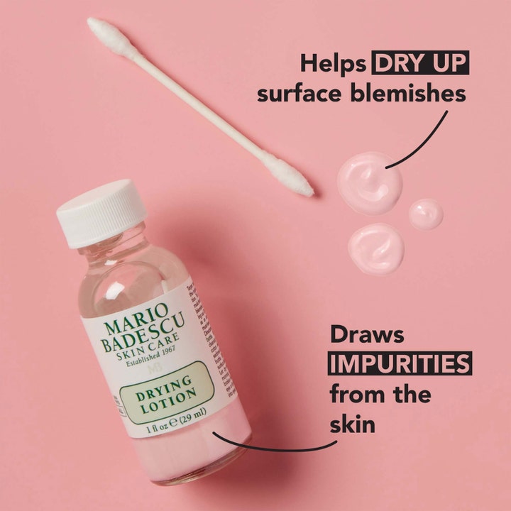 Mario Badescu Drying Lotion 29 ml punktbehandling mot kviser med bomullspinne og rosa tekstur