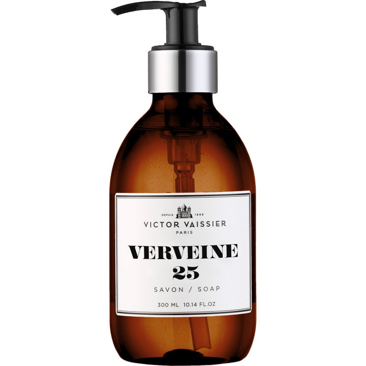 Victor Vaissier Verveine 25 300 ml rensende håndsåpe i en brun flaske med elegant sølvfarget pumpe og hvit etikett