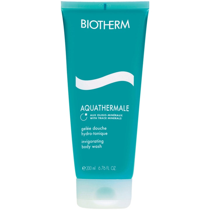 Biotherm Aquathermale 200 ml oppfriskende dusjsåpe i turkis tube med mineraler som gir huden ny energi
