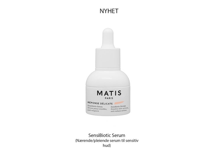 Matis Délicate Sensibiotic Serum 30 ml beroligende serum mot rødhet for sensitiv hud i hvit flaske med hvit pipette