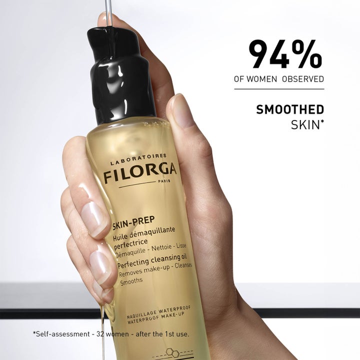 Filorga Skin-Prep Perfecting Cleansing Oil 150 ml ansiktsrengjøring som gir glattere hud ifølge 94% av kvinner.