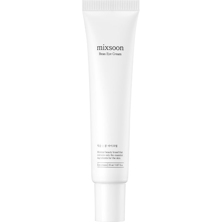 Mixsoon Bean Eye Cream 20 ml fuktighetsgivende øyekrem i en hvit tube med minimalistisk design og sort tekst.