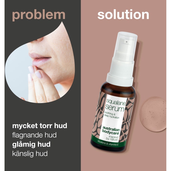 Australian Bodycare Squalane Serum 30 ml fuktighetsgivende serum mot veldig tørr hud og gusten hud i brun pumpeflaske