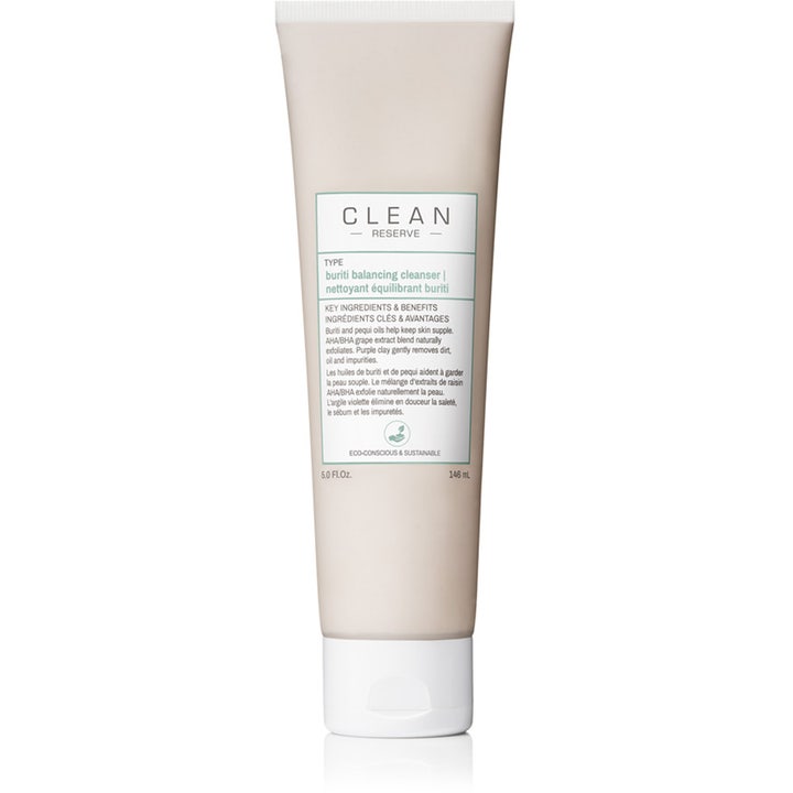 Clean Reserve Buriti Balancing Cleanser 146 ml eksfolierende ansiktsrens i beige tube med hvit kork som balanserer huden