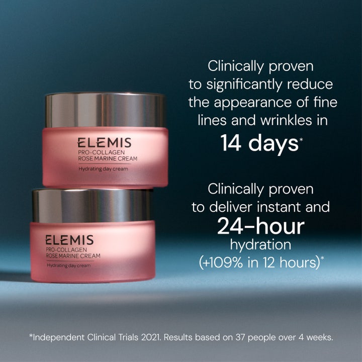 Elemis Pro-Collagen Rose Marine Cream 50 ml fuktighetsgivende dagkrem i rosa krukker med sølvlokk