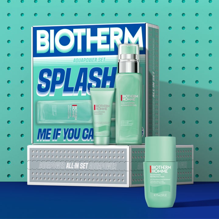 Biotherm Aquapower Set 1 stk fuktighetsgivende hudpleie med ansiktsgel rens og deodorant i turkis innpakning