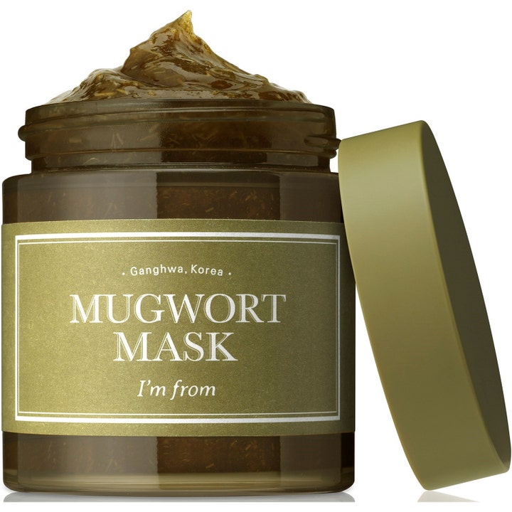 I'm From Mugwort Mask 110 g beroligende ansiktsmaske i glasskrukke med tykk geltekstur og grønt lokk