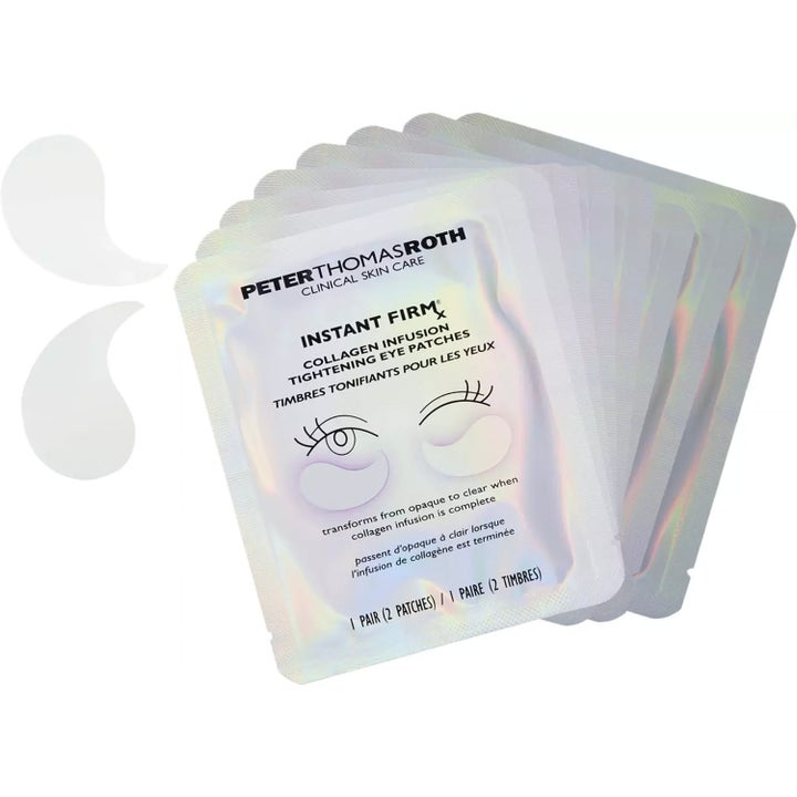 Peter Thomas Roth Instant FIRMx Collagen Eye Patches 2 stk oppstrammende øyemasker i iriserende emballasje med hvite patches