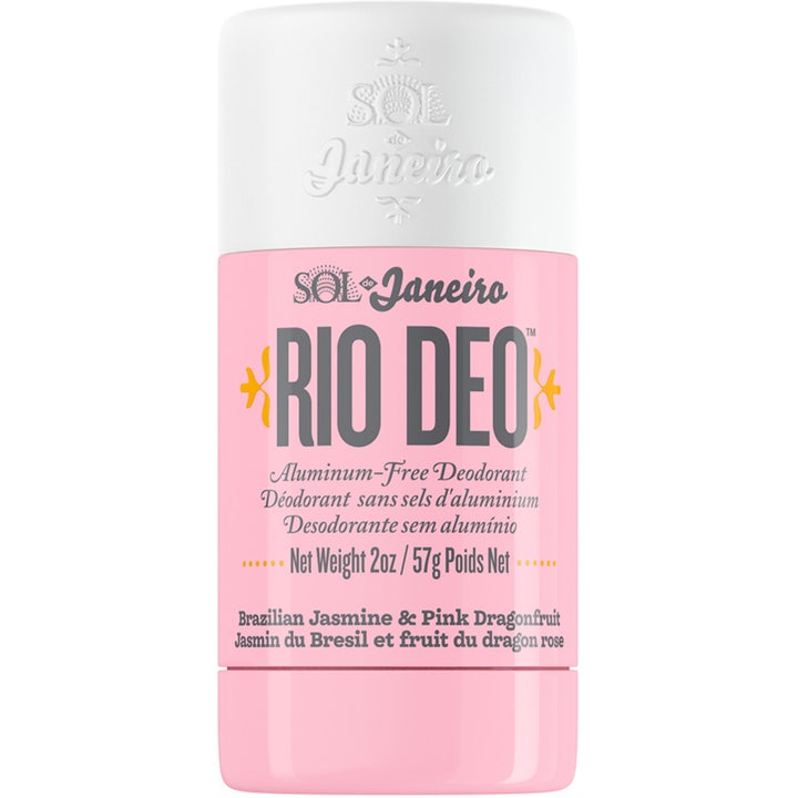 Sol de Janeiro Rio Deo 57g aluminiumsfri deodorant med duft av jasmin i en rosa beholder med hvitt lokk