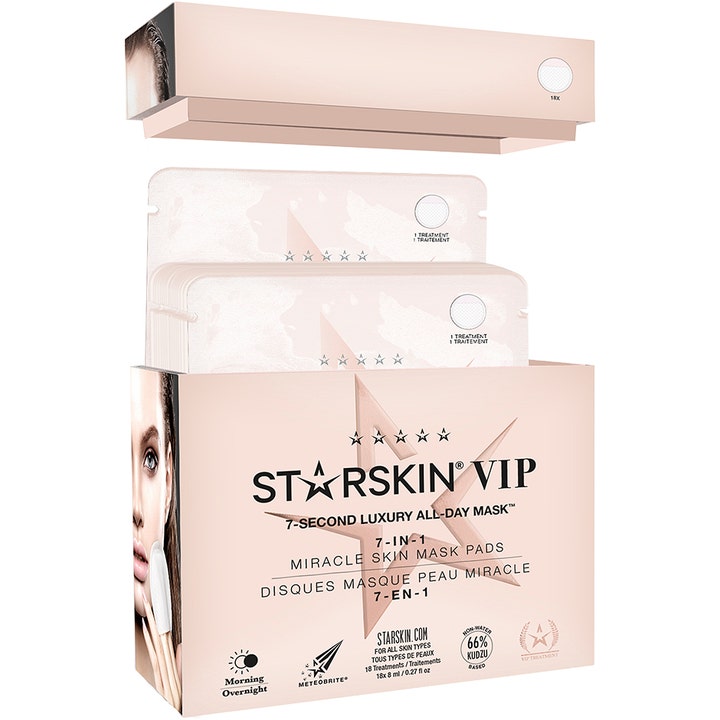 Starskin 7 Second Luxury All Day Mask 18 pack ansiktsmaske i rosa eske med fuktighetsgivende maskeputer for glød