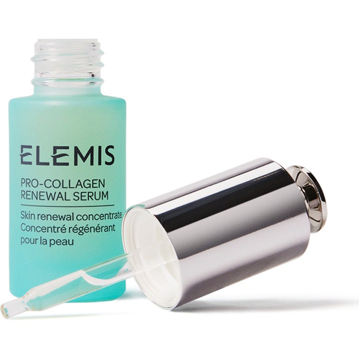 Elemis Pro-Collagen Renewal Serum 15 ml fornyende ansiktsserum i en turkis frostet glassflaske med sølvfarget pipette