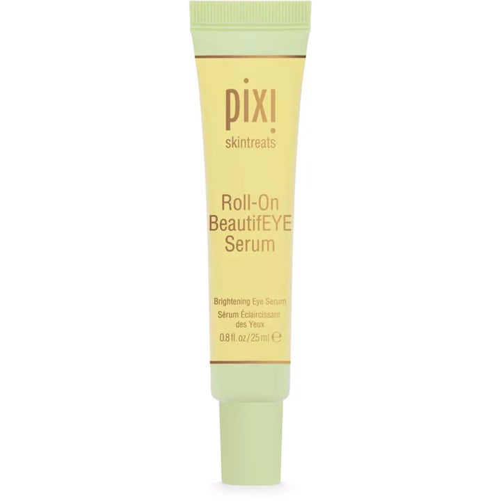 Pixi Roll-On BeautifEYE Serum 25 ml opplysende øyeserum i en gulaktig tube med lysegrønn kork og base.