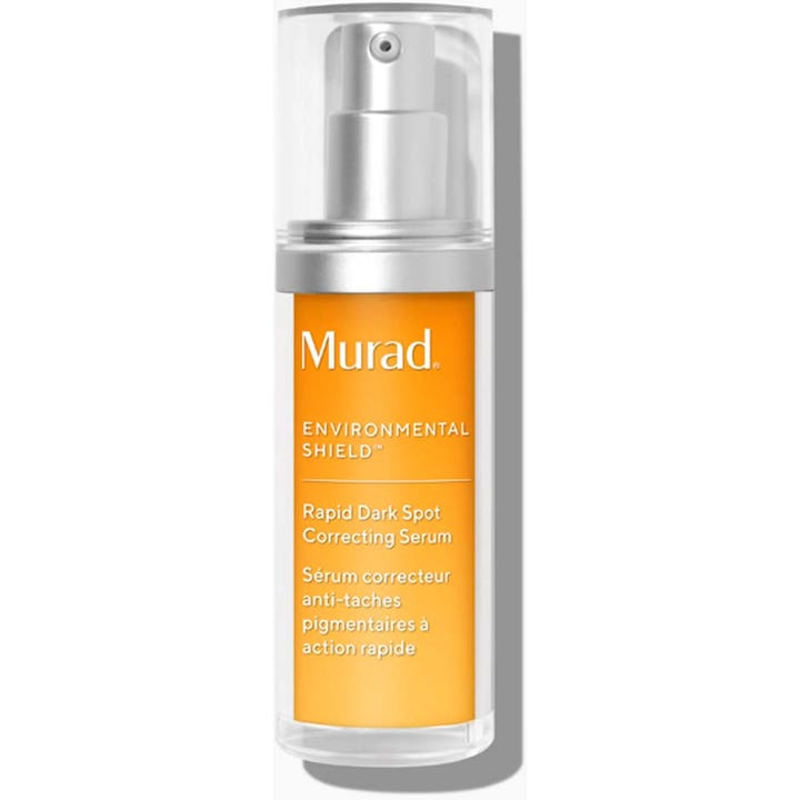 Murad Environmental Shield Rapid Dark Spot Correcting Serum mot pigmentflekker i klar pumpeflaske med oransje etikett