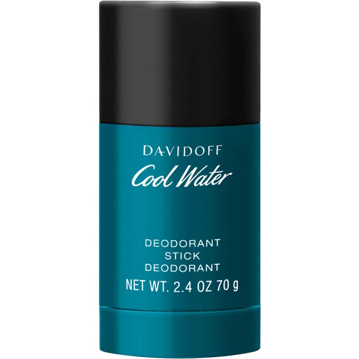 Davidoff Cool Water 70 g deodorant stick som gir friskhet i en dyp blå sylinderformet beholder med svart lokk
