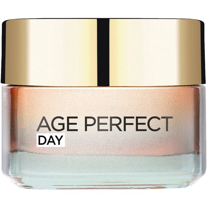 L'Oréal Paris Age Perfect Golden Age Day Cream 50 ml i glasskrukke som gir glød med gullfarget lokk