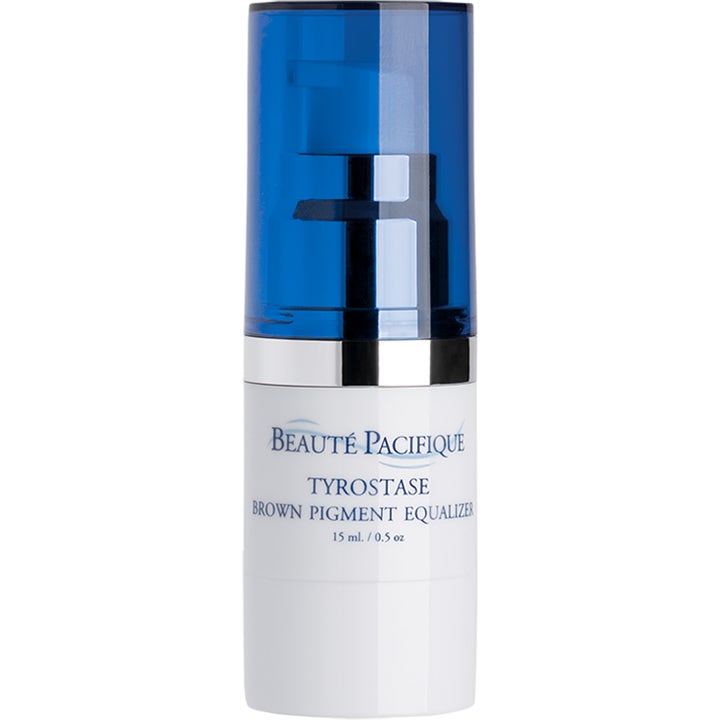 Beauté Pacifique Tyrostase Brown Pigment Equalizer 15 ml mot pigmentflekker i hvit pumpeflaske med blått lokk