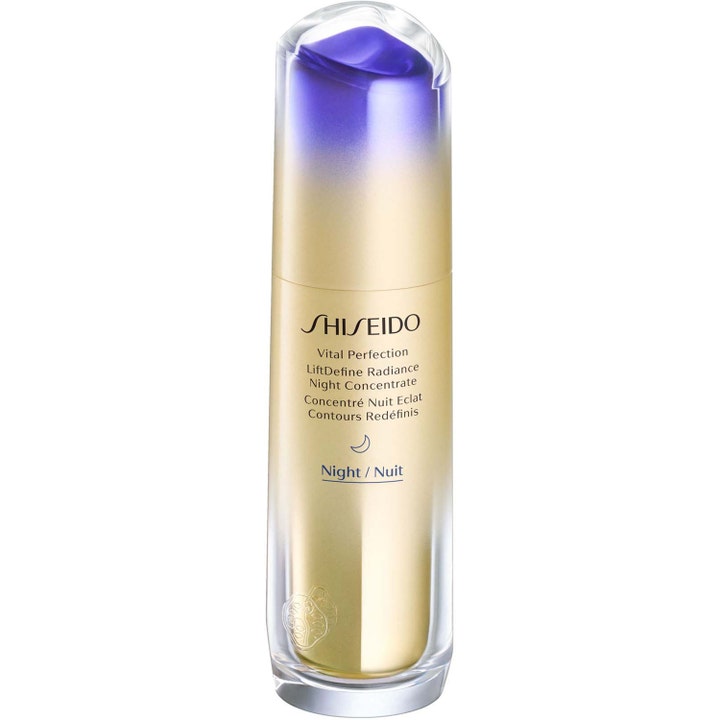 Shiseido Vital Perfection LiftDefine Radiance Night Concentrate 40ml nattserum i gullflaske med lilla gradient