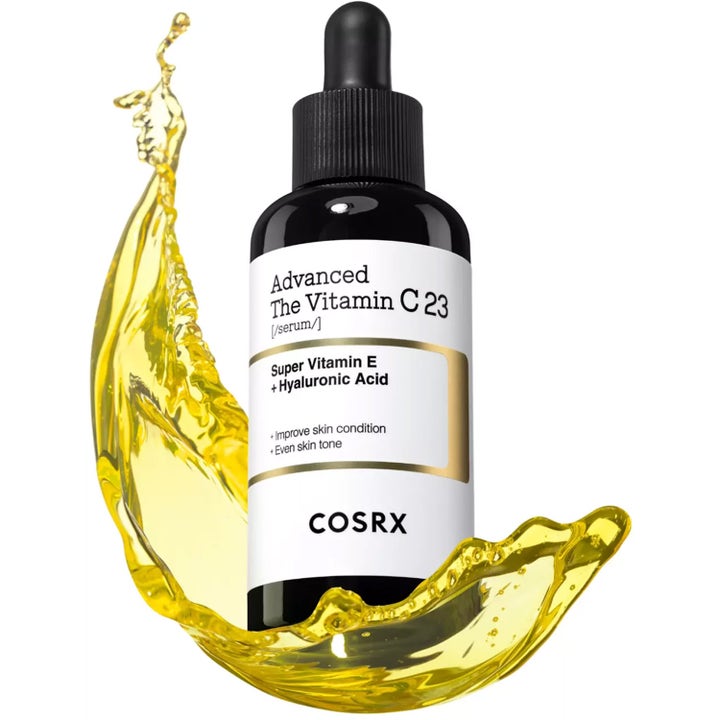 COSRX Advanced The Vitamin C 23 Serum 20 g vitamin C-serum for jevnere hudtone i mørk glassflaske med gyllen sprut.