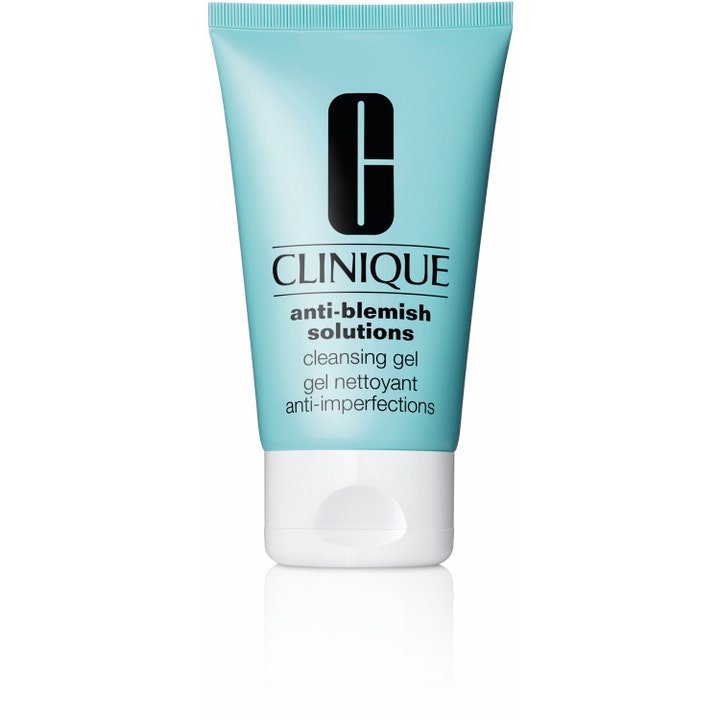 Clinique Anti-Blemish Solutions Cleansing Gel 125ml rensegelé mot urenheter i lyseblå tube med hvit kork.