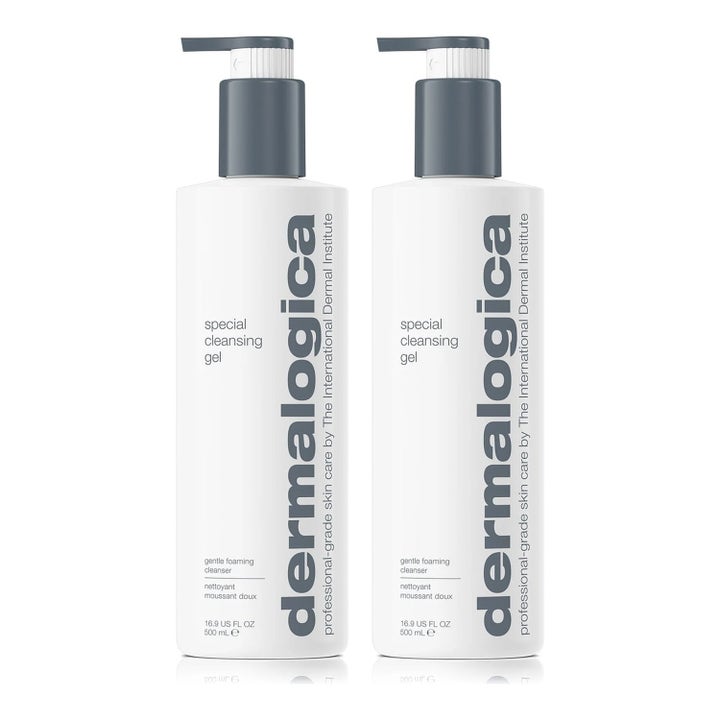 Dermalogica Special Cleansing Gel 500 ml mild ansiktsrens som gir ren hud i to hvite flasker med grå pumpe