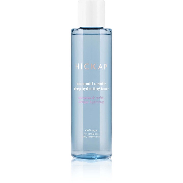 Hickap Mermaid Mantle Deep Hydrating Toner 200 ml fuktighetsgivende ansiktsvann i lyseblå flaske med hvitt lokk