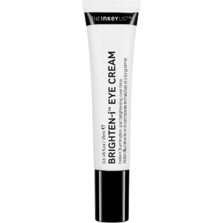 The Inkey List Brighten-i Eye Cream 15ml øyekrem som lysner huden i en hvit tube med svart skrukork