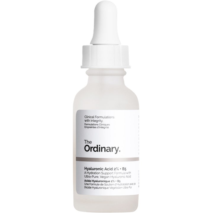 The Ordinary Hyaluronic Acid 2% + B5 30 ml fuktserum i frostet glassflaske med hvit pipette