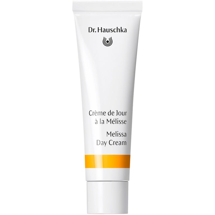 Dr. Hauschka Melissa Day Cream 30 ml balanserende dagkrem som gir fukt i hvit tube med oransje stripe