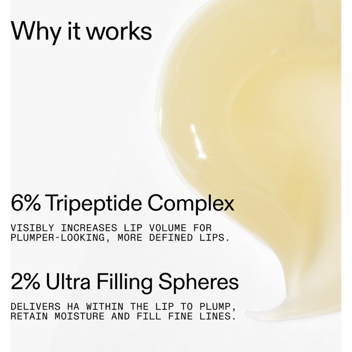 The INKEY List Tripeptide Plumping Lip Balm 10 ml har en gulaktig geltekstur med 6 % tripeptidkompleks som gir volum